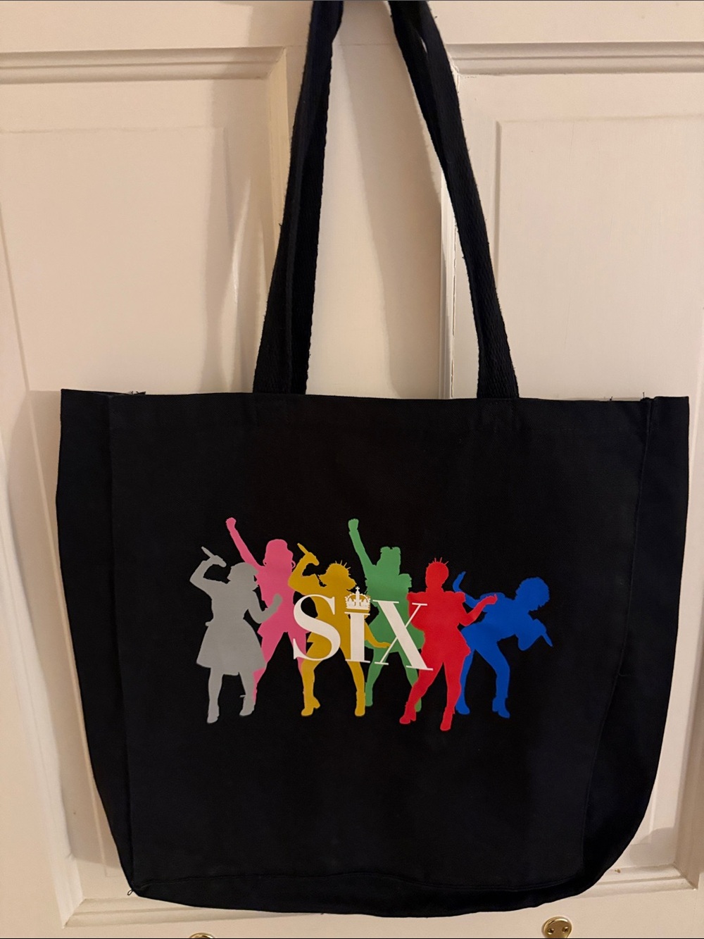 Black 'SIX' Silhouette Tote Bag - Colorful Graphic